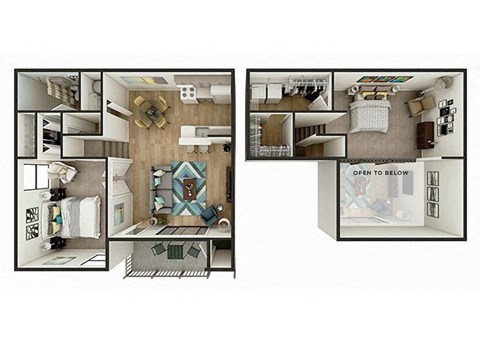 Floor plan for 2 beds, 1 bath, 1000 sqft